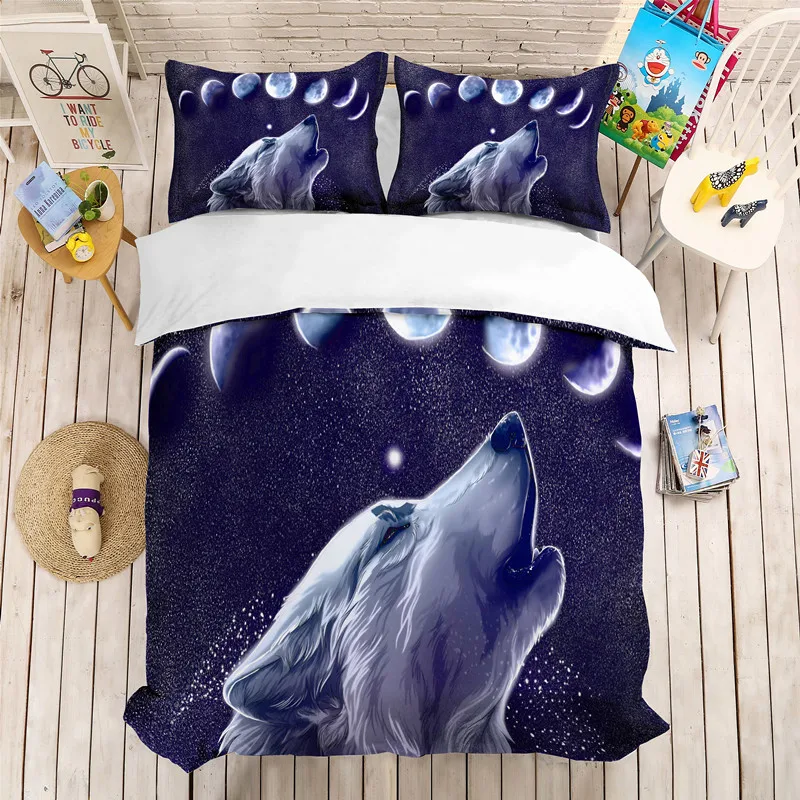 

3D wolf series bedding set duvet cover pillowcase double full queen extra large bedding 2-3 pieces home textiles