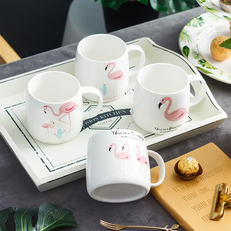 Шикарная керамическая розовая чашка фламинго кружки с золотым покрытием
