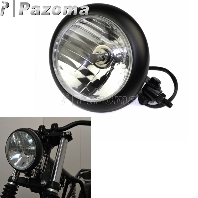 Черная передняя фара для мотоцикла EMARK H4 12 В Harley Bobbers ходячие мотоциклов