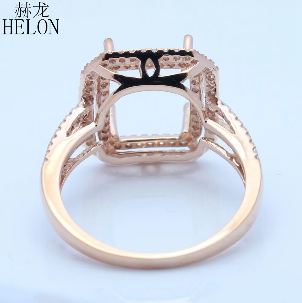 HELON Подушка 10x8 мм твердое розовое золото 14 к 0.5ct подлинные натуральные бриллианты Эмалирование Свадьба полу крепление кольцо для женщин ювелирные изделия
