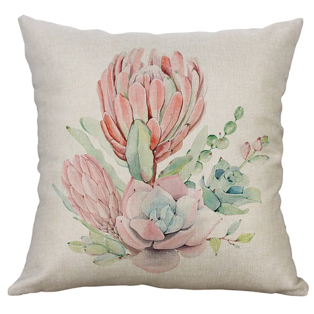Cushion cover for sofa 40X40cm Simple Linen flower printed d90405 | Дом и сад