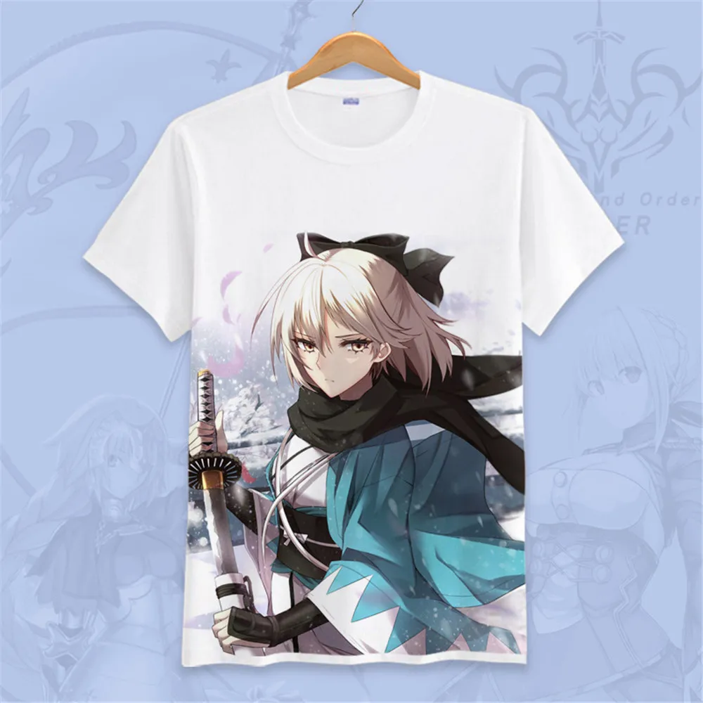 Fate Grand Order Футболка с принтом саблей аниме Fgo Emiya косплей футболки повседневные Okita