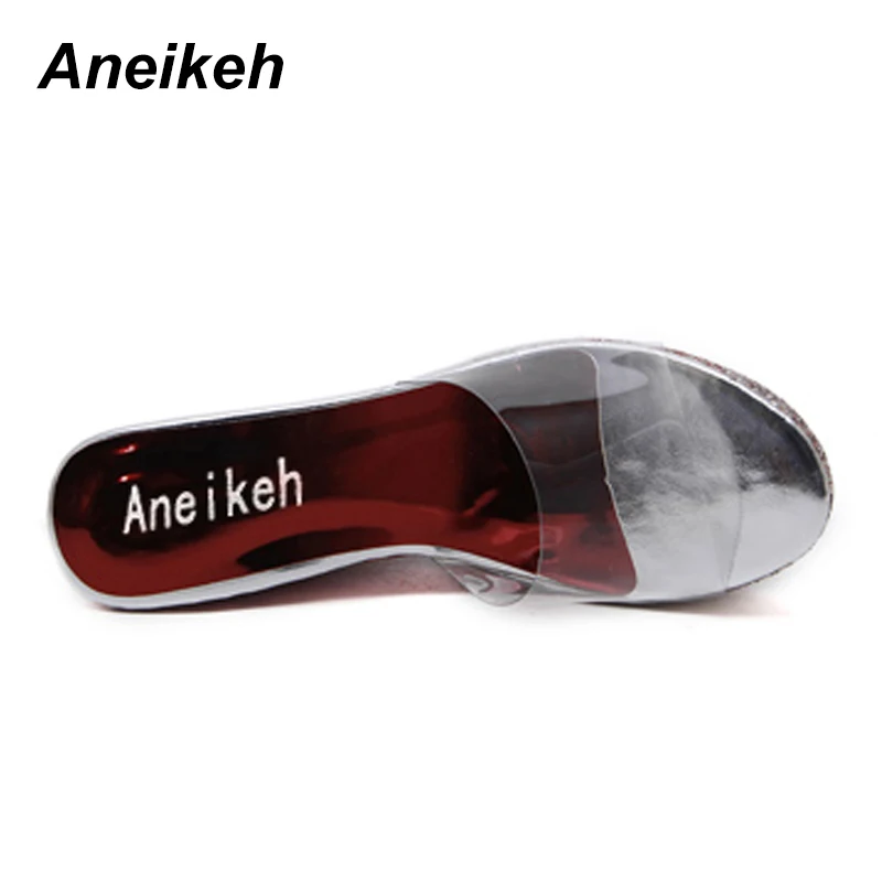 Aneikeh/ г. летние сандалии, шлепанцы, модная базовая обувь на танкетке, обувь на высоком каблуке, женские шлепанцы с открытым носком, женская обувь