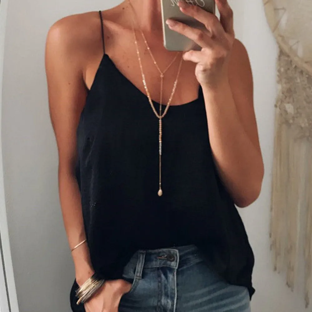 Женская футболка на бретельках однотонная блузка без рукавов с треугольным