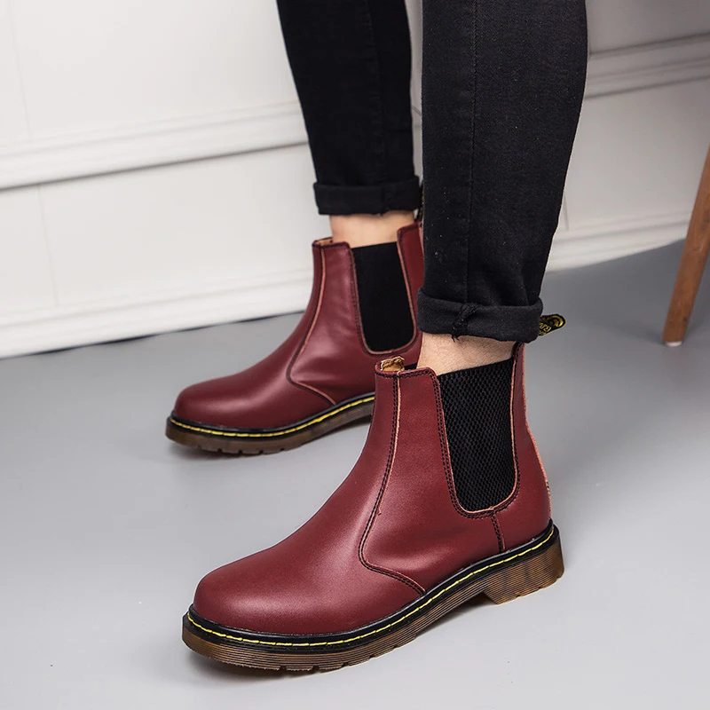 Winter Genuine Leather Men Boots Slip On Breathable Casual Martin Fashion Motorcycles Ankle Botas Plus Size38-45 | Обувь