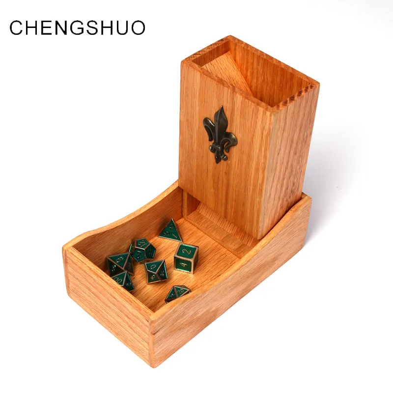 Chengshuo dnd башня для игральных костей деревянная складка 17 см дубовая игральная кость магнит Адсорбция rpg кости лоток для подземелий и драконов настольные игры