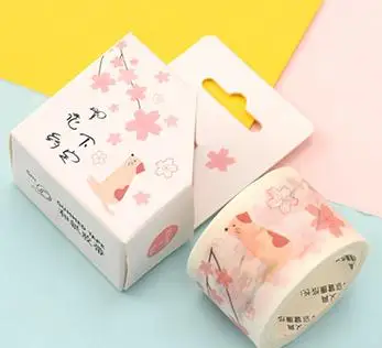 7 1 Pcs Lovely 30mm*5m Cherry Sakura Pig Cat Adhesive Masking Washi Tapes Album Scrapbooking Paper Stickers Label Stationery - Цвет: 7