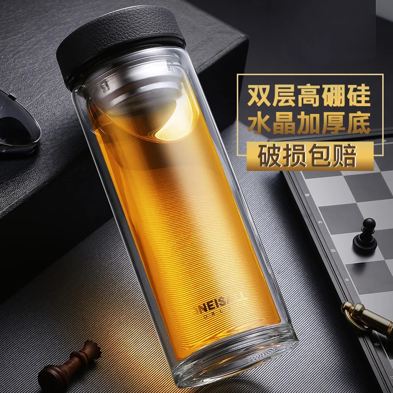 500 мл двухслойная стеклянная чашка для воды чая сок кофейные стаканы бутылки из