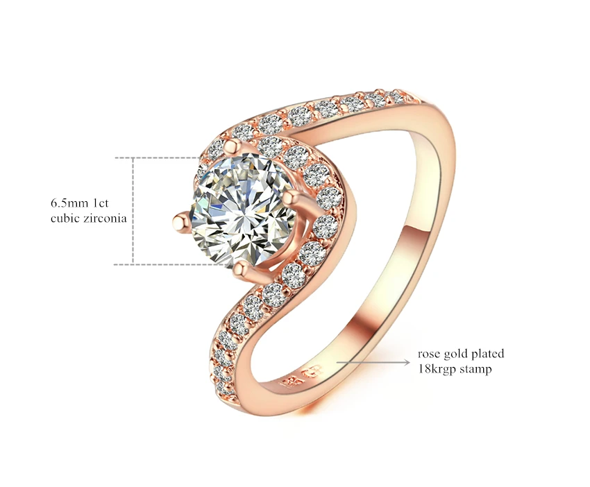 Необычные Ripple стиль женские обручальные кольца сверкающие 6 5 мм 1ct круглый
