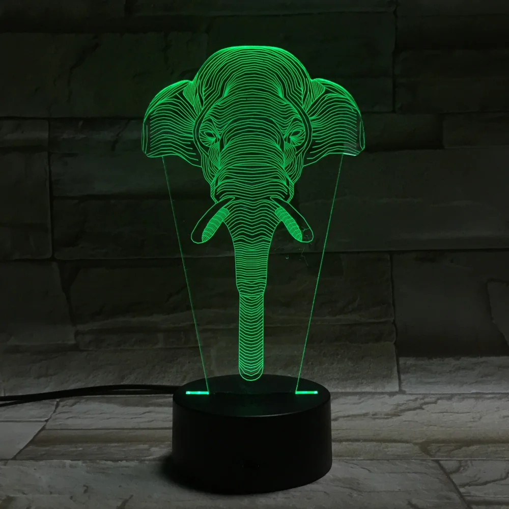 Слон Led ночник 3d Визуальный акриловый выгравированный багажник шаблон