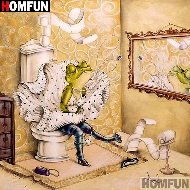 Алмазная живопись HOMFUN A00610 картина животное лягушка с полными