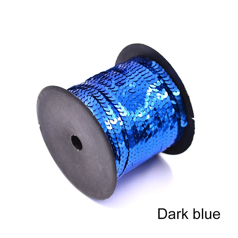 Dark Blue JUNAO 6 мм Швейные Блестки пайетки отделка плоские круглые Блестки в рулоне для поделок одежды 15 цветов 100 ярдов для рукоделия - Цвет: Dark Blue