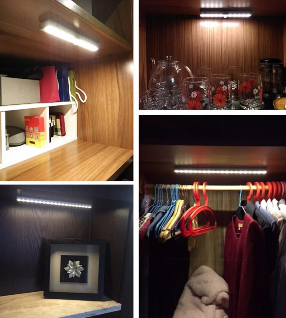 Портативный 10 светодиодный беспроводной шкаф с активированным движением Ночной