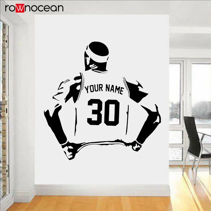 Персонализированные Имя и номер баскетбольная наклейка виниловая настенная для