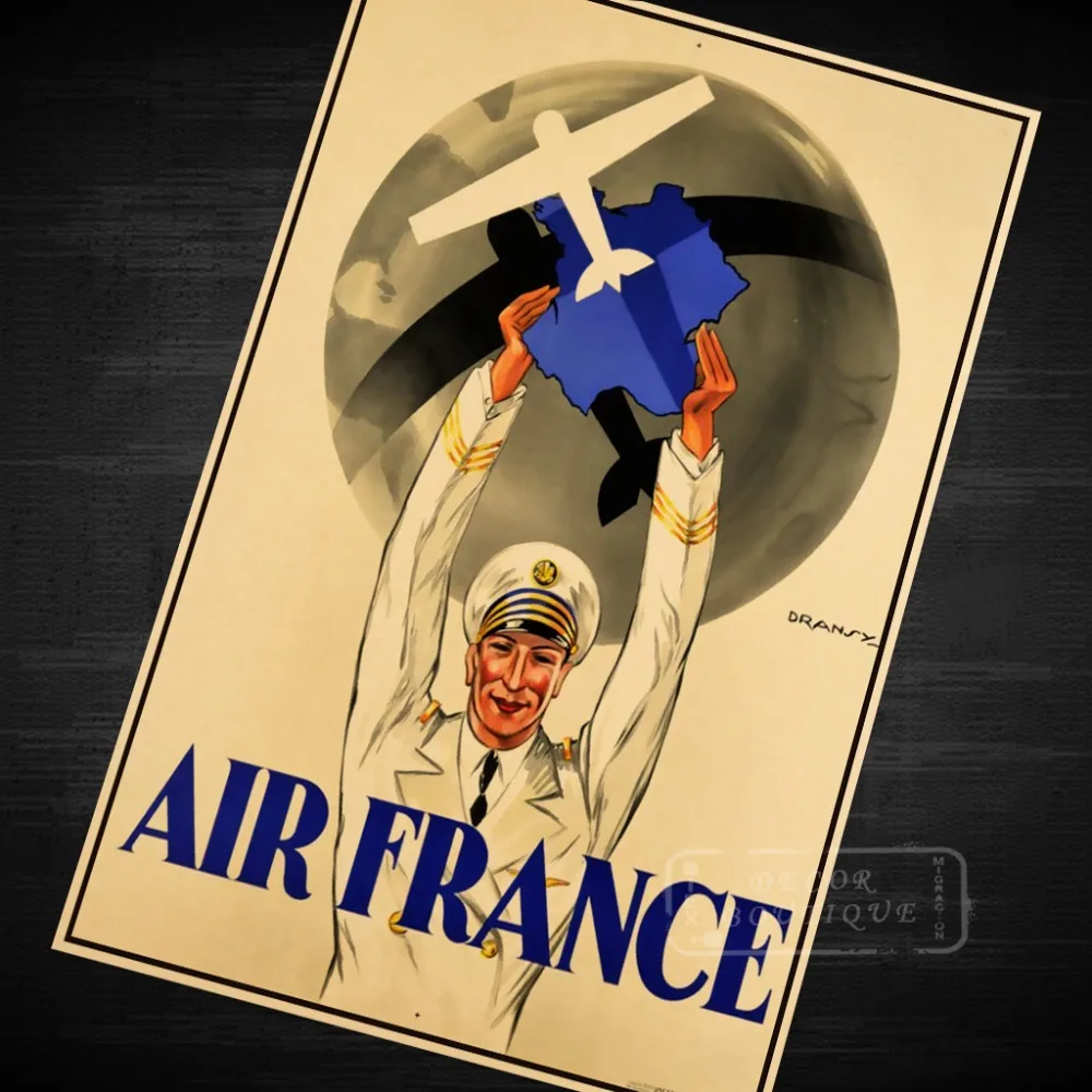 Летчик ВВС Униформа путешествия Air Франция самолет Винтаж Ретро декоративный