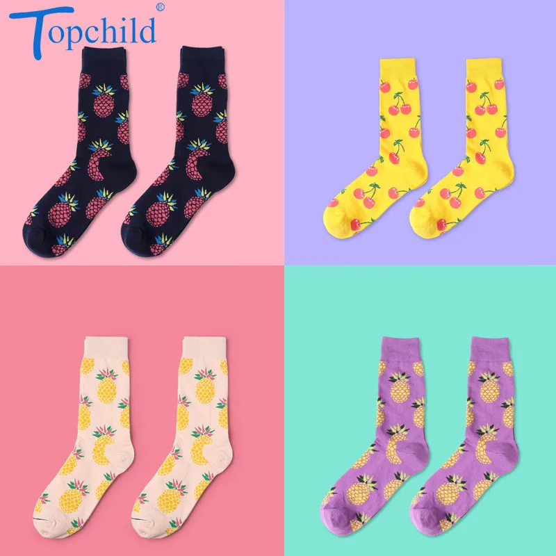 Topchild Мужские Женские носки фруктовый цвет ананас жаккардовый носок Модные