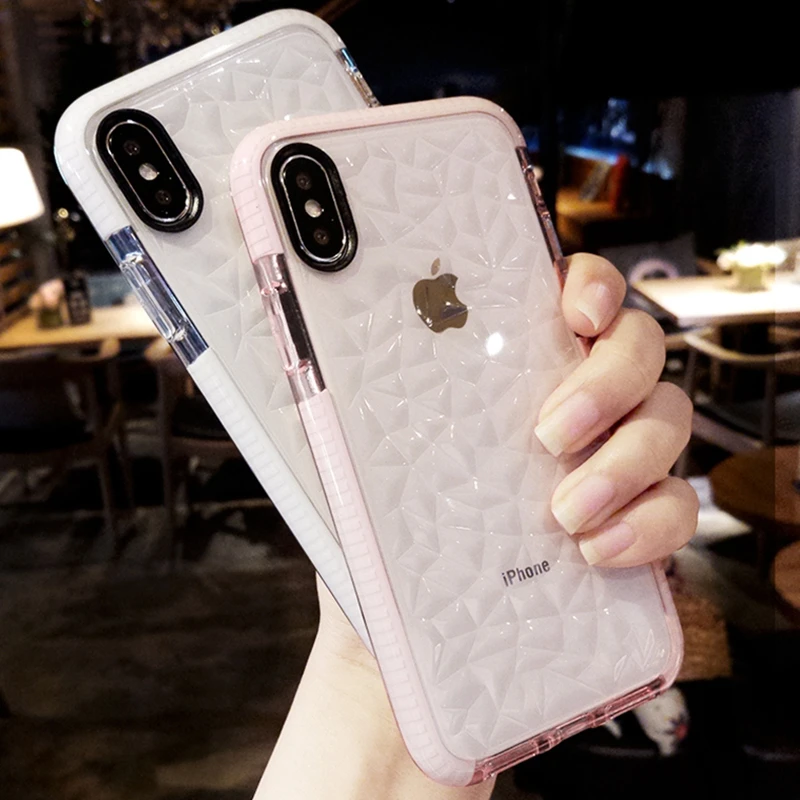 Thicken Frame Drop proof Diamond Case for iphone XR X 10 XS MAX Ten 7 8 6 6S Plus SE 5 5s Soft TPU Dual Color Silicone Shell | Мобильные