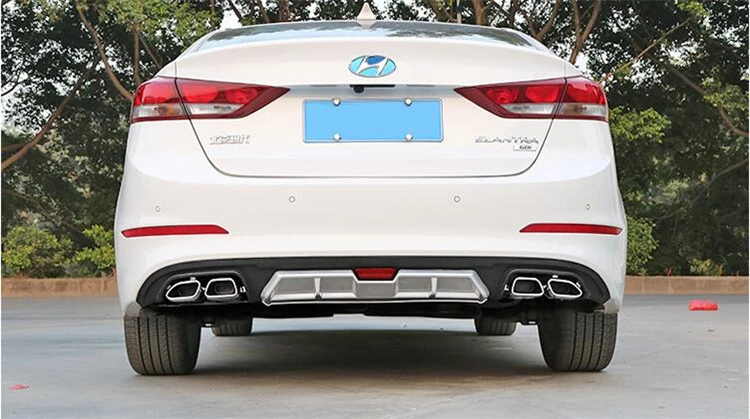 Для Elantra автомобильные аксессуары Задний бампер протектор двойной диффузор спойлер для 17 Elantra бампер задний спойлер