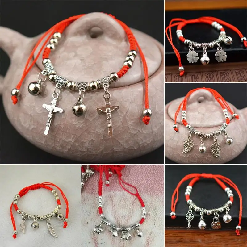Женские кольца для рук модные тонкие красные подвески браслеты с ангельским