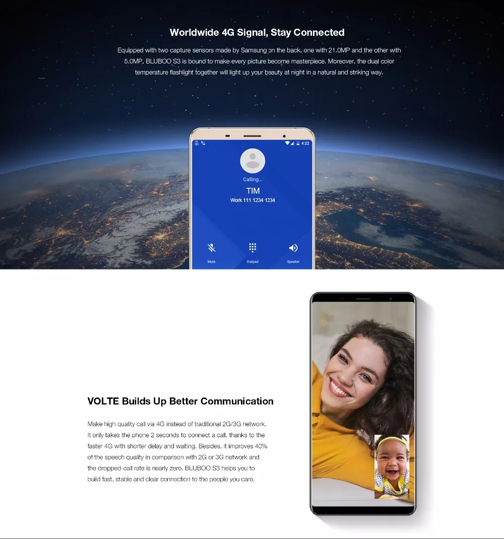 BLUBOO S3 18:9 FHD + смартфон 6 0 ''mtk6750t восемь ядер 4 ГБ Оперативная память 64 Встроенная