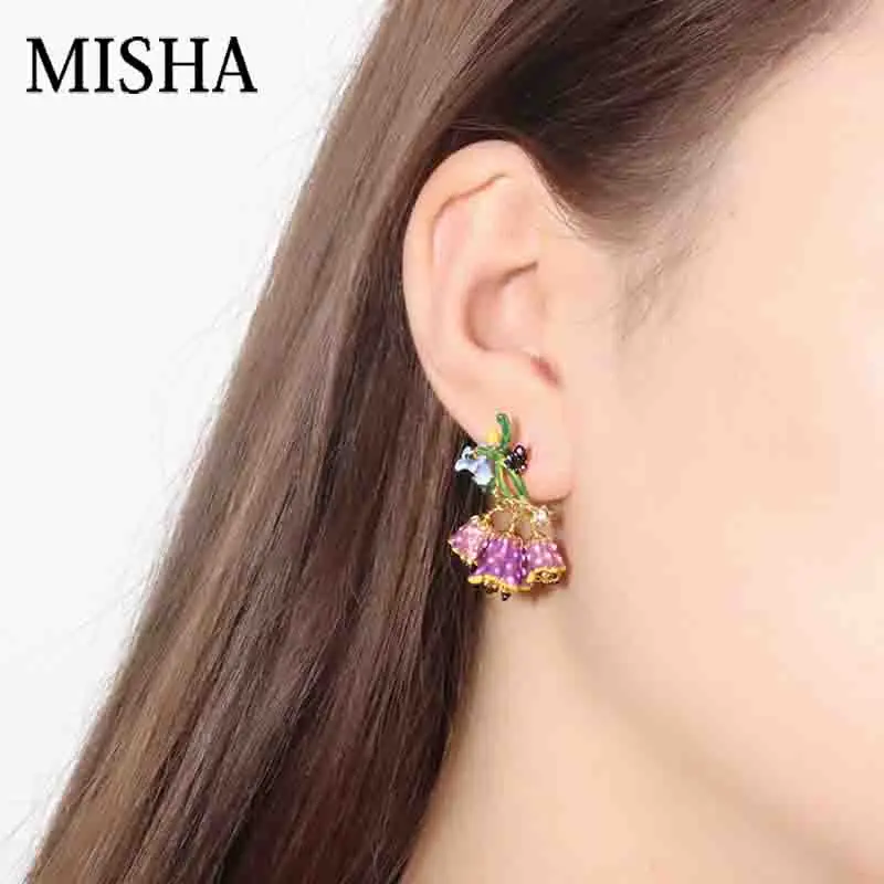 Серьги подвески MISHA женские серьги гвоздики с эмалированной Глазурью Ручной
