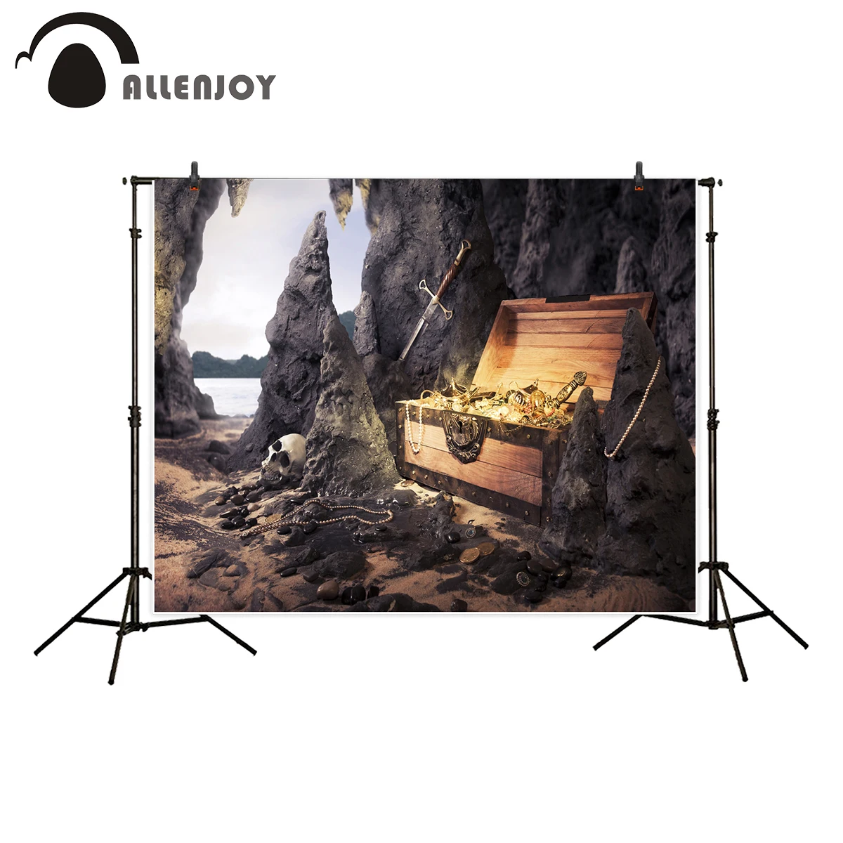 Фон для фотосъемки Allenjoy крестообразный пират сундук с сокровищами блестящий