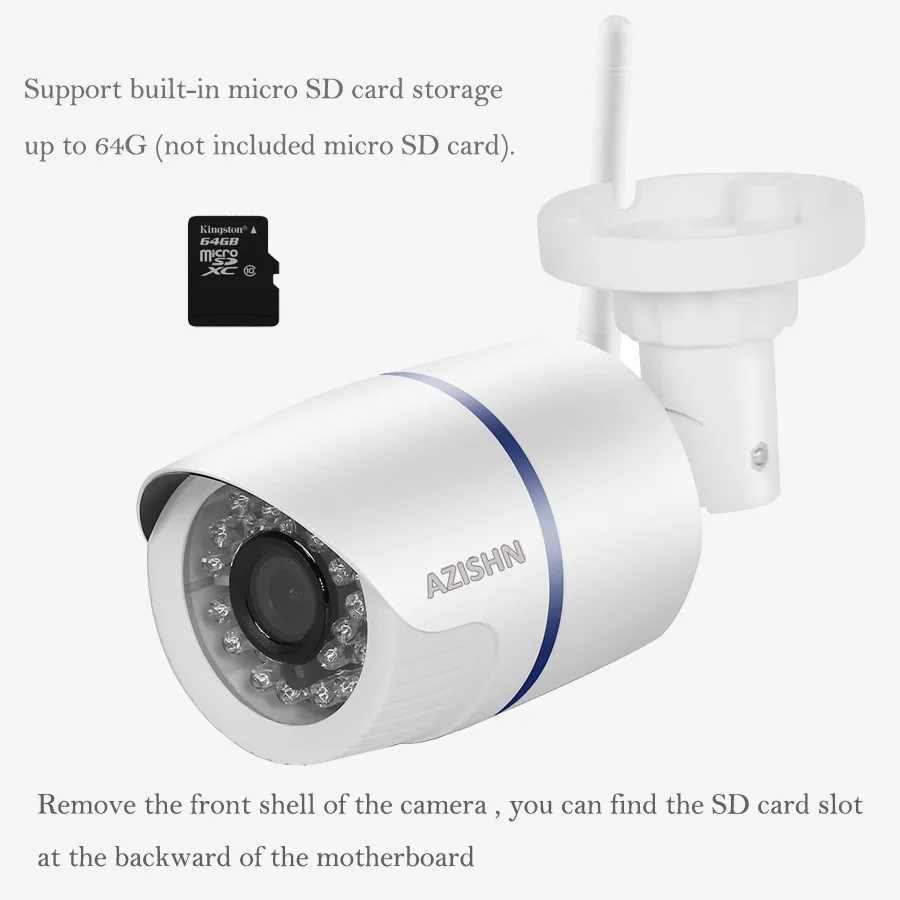 IP камера AZISHN с Wi Fi 1080/960/720P 24 ИК слот для SD карты 64 ГБ|wifi ip camera 1080p|camera with sdwifi |