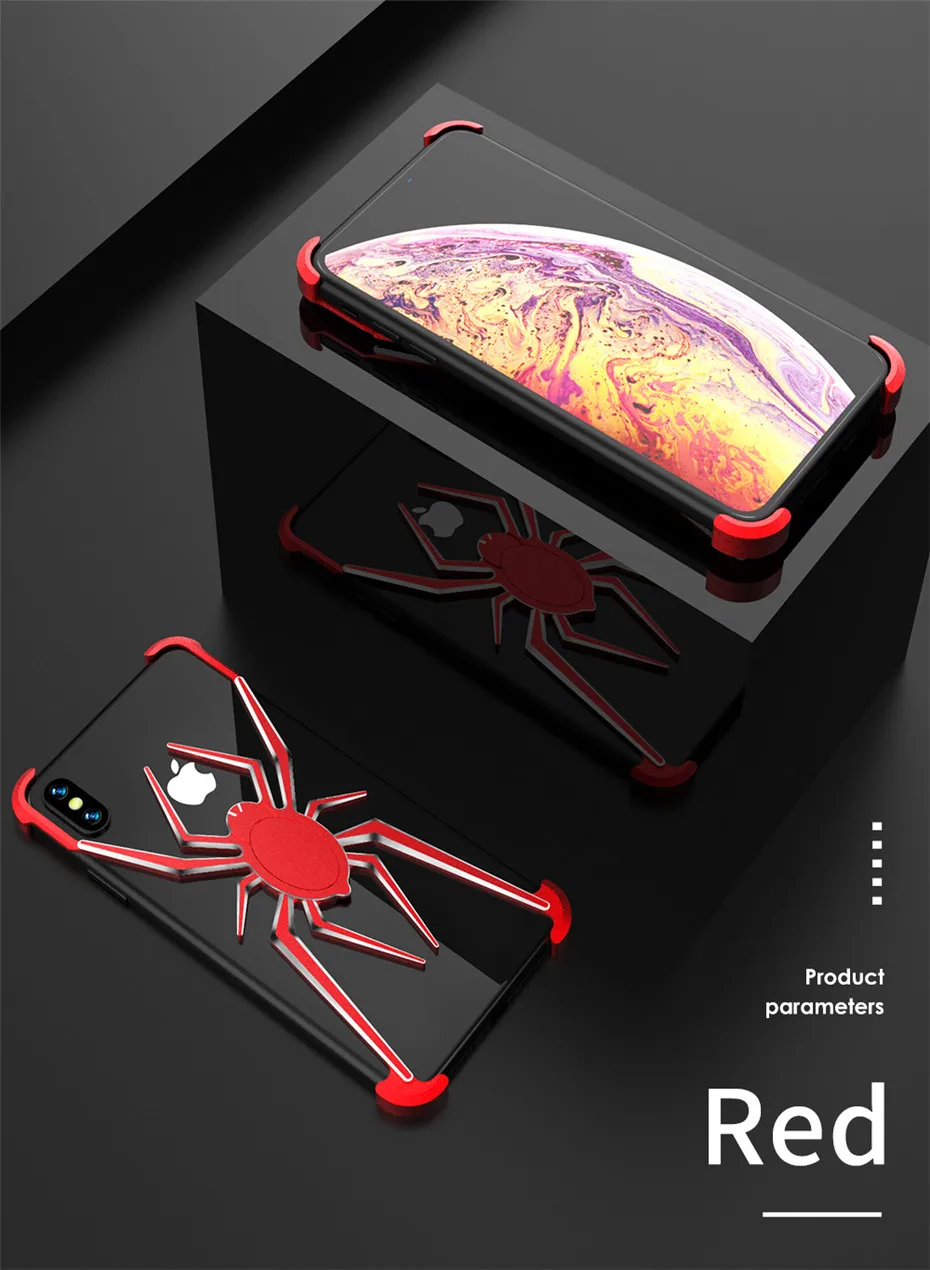 R-JUST для iPhone X XS паук бампер рамка чехол Алюминиевый металлический противоударный чехол для iPhone XS чехол для MAX XR Coque