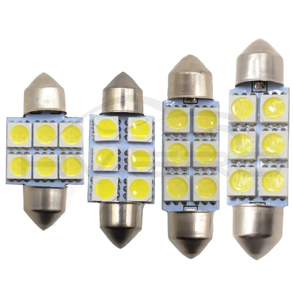 10X Белый светодиод 31 мм 36 мм 39 мм 41 мм C5w c10w 5050 6Led DC 12 В гирлянда для салона купольный светильник для багажа лампа для чтения лампа дверной светильник