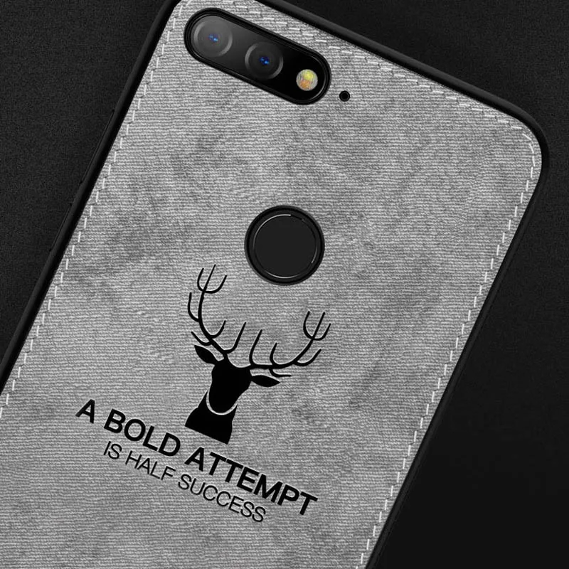 For Huawei Y9 2018 case cover Enjoy 8 Plus back silicone edge deer pattern fabric shockproof for capa |