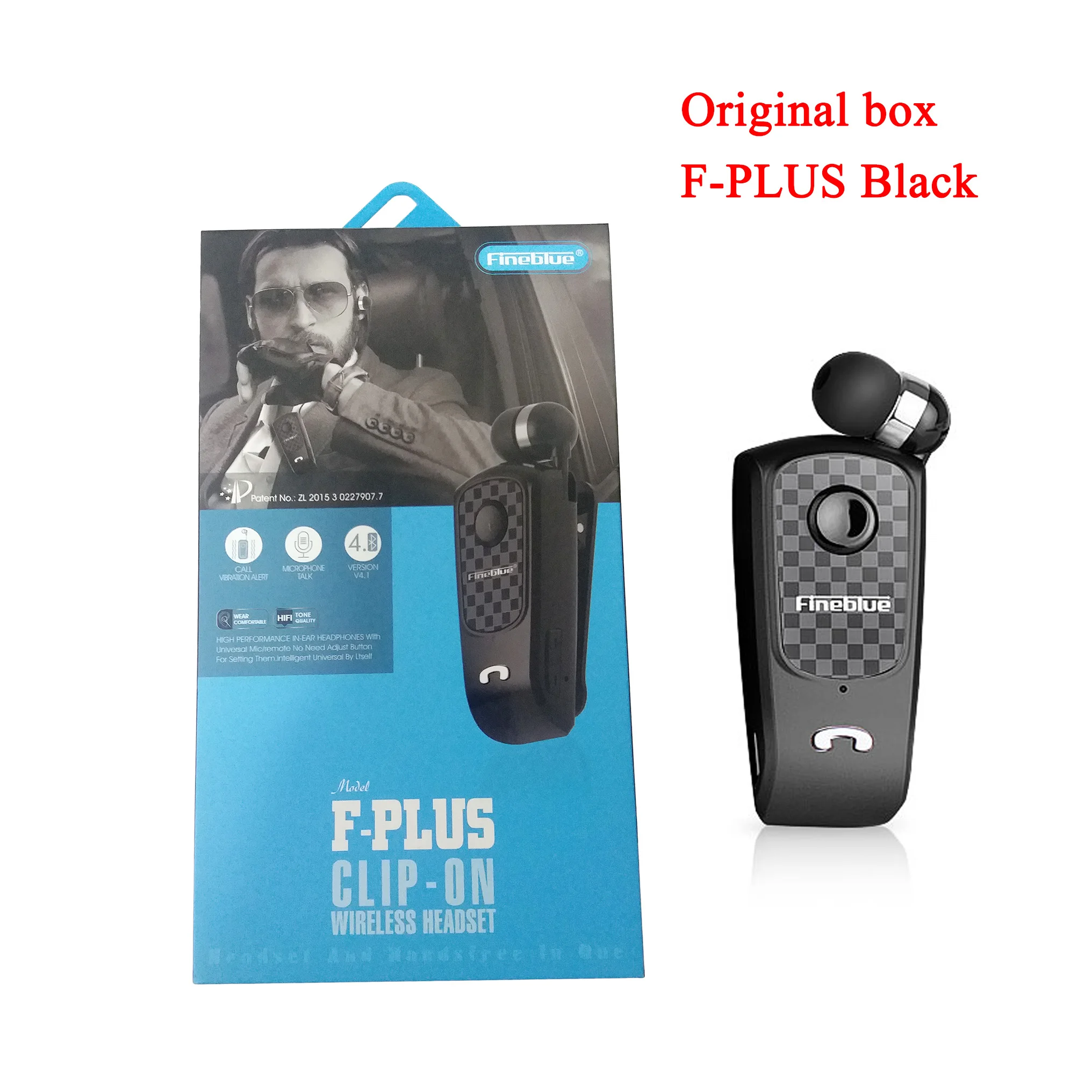 Black Retail box Fineblue F PLUS мини беспроводной клип на Bluetooth V4.0 гарнитура наушники Hands-free - Цвет: Black Retail box