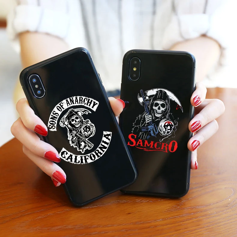 Чехол для телефона American TV Sons of Anarchy iphone 6 X XR XS MAX 7 8 Plus 11 Черный силиконовый чехол