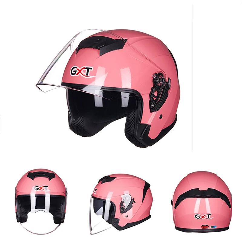 522 pink GXT мотоциклетный шлем, мотоциклетный шлем с открытым лицом, мотоциклетный шлем, мотоциклетный шлем, модный мотоциклетный шлем для скутера, двойной козырек - Цвет: 522 pink