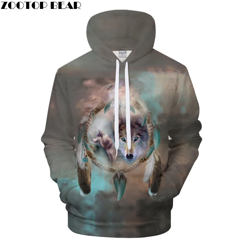 

Feather Wolf Men Women Hoodies Print Sweatshirts Casual Hoody 3D Tracksuit Harajuku Coat Hooded Pullover Drop Ship ZOOTOPBEAR