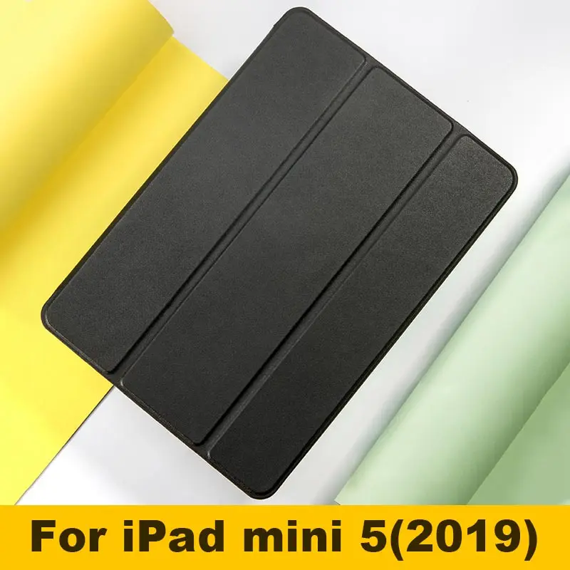 For mini 5 Black Для Apple iPad mini 1 2 3, 4, 5, чехол, 7,9 дюймов, ультра тонкий, умный, магнитный, с подставкой, из искусственной кожи, силиконовый чехол для iPad mini 5, Funda - Цвет: For mini 5 Black