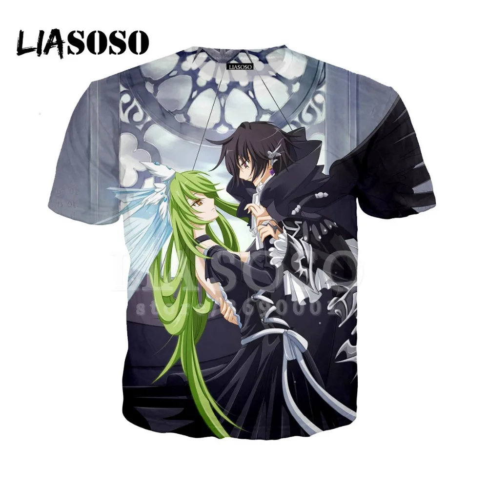 LIASOSO 3D принт Для женщин Для мужчин Code Geass Lelouch Восстания футболка Летняя футболка в стиле «хип-хоп» пуловер с короткими рукавами X1104