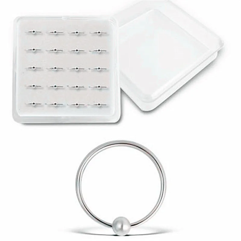 

20pcs Fashion Body Jewelry of Balls Nose Ring for Women Girl Set Piercing Accessories Bijoux Box Gifts Box