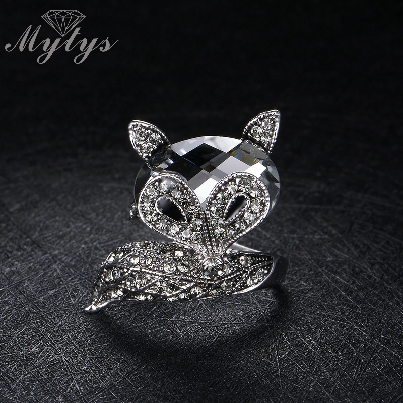 Mytys Брендовое кольцо с лисой оригинального дизайна модное марказитом женские