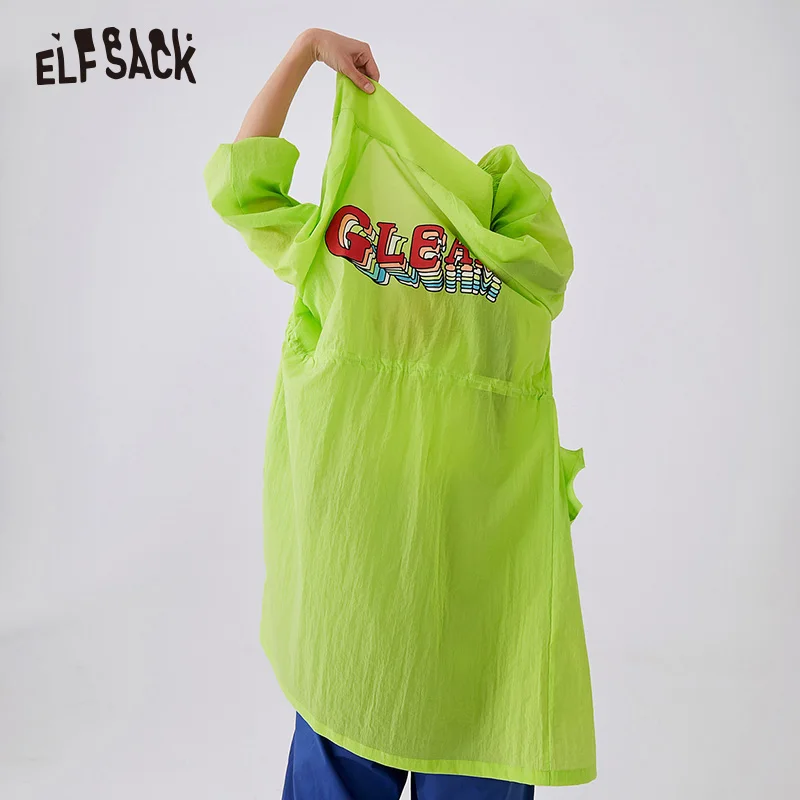 Женский солнцезащитный жакет ELF SACK, верхняя одежда с аппликациями в виде букв, корейский однотонный жакет, для ношения летом