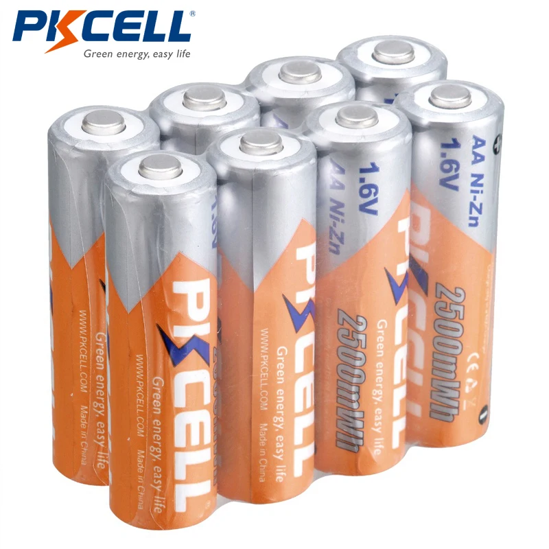 8 шт./лот PKCELL Bateria AA батарея Ni-Zn 1,6 V mwh никель-Цинк оптом AA аккумуляторные батареи