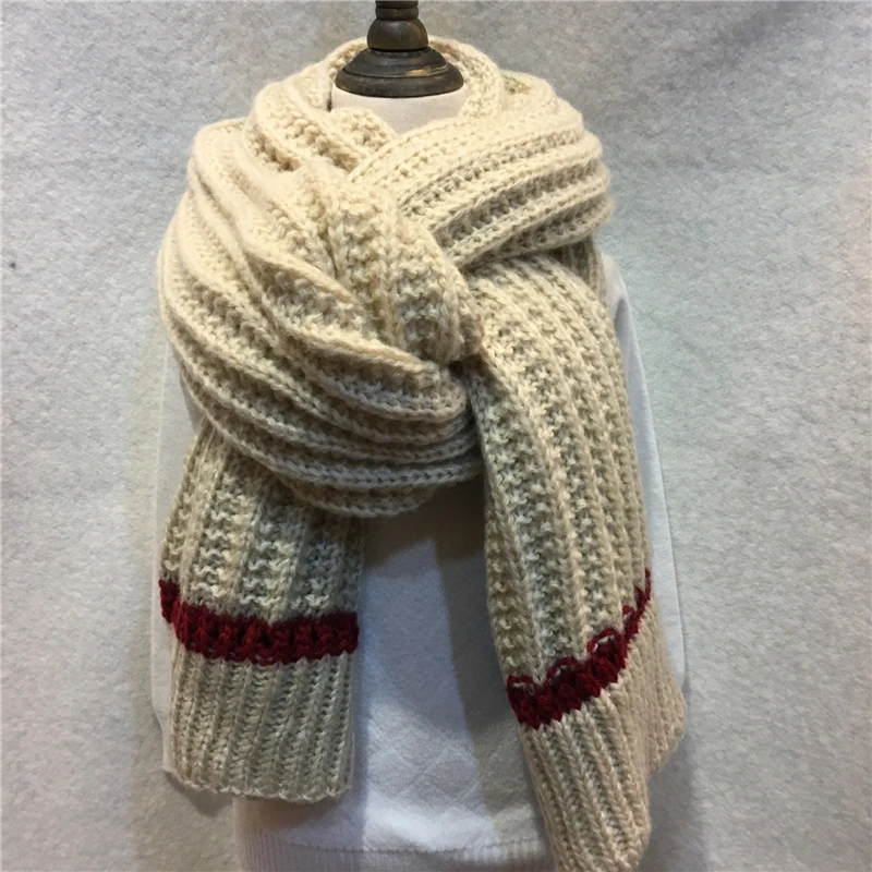 200x40cm Winter Handmade Scarf Cashmere Knitted Long And Wraps Women Super Chunky Unsex Solid Crochet Scarfs Shawl YG468 |
