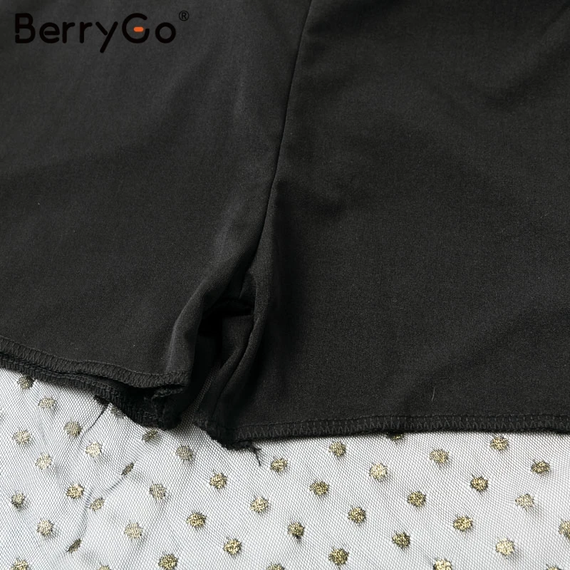 BerryGo женский комбинезон черный сексуальный в горошек longHot штемпелюя ремень Сплит
