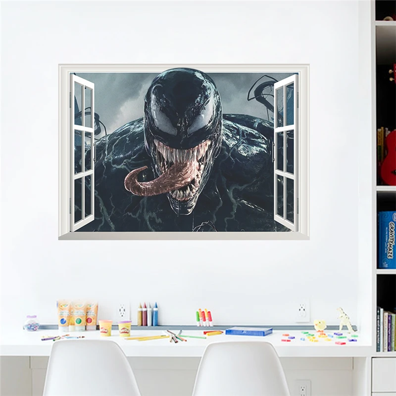 3d эффект фильм Веном супер герой через стены наклейки для спальни домашний декор