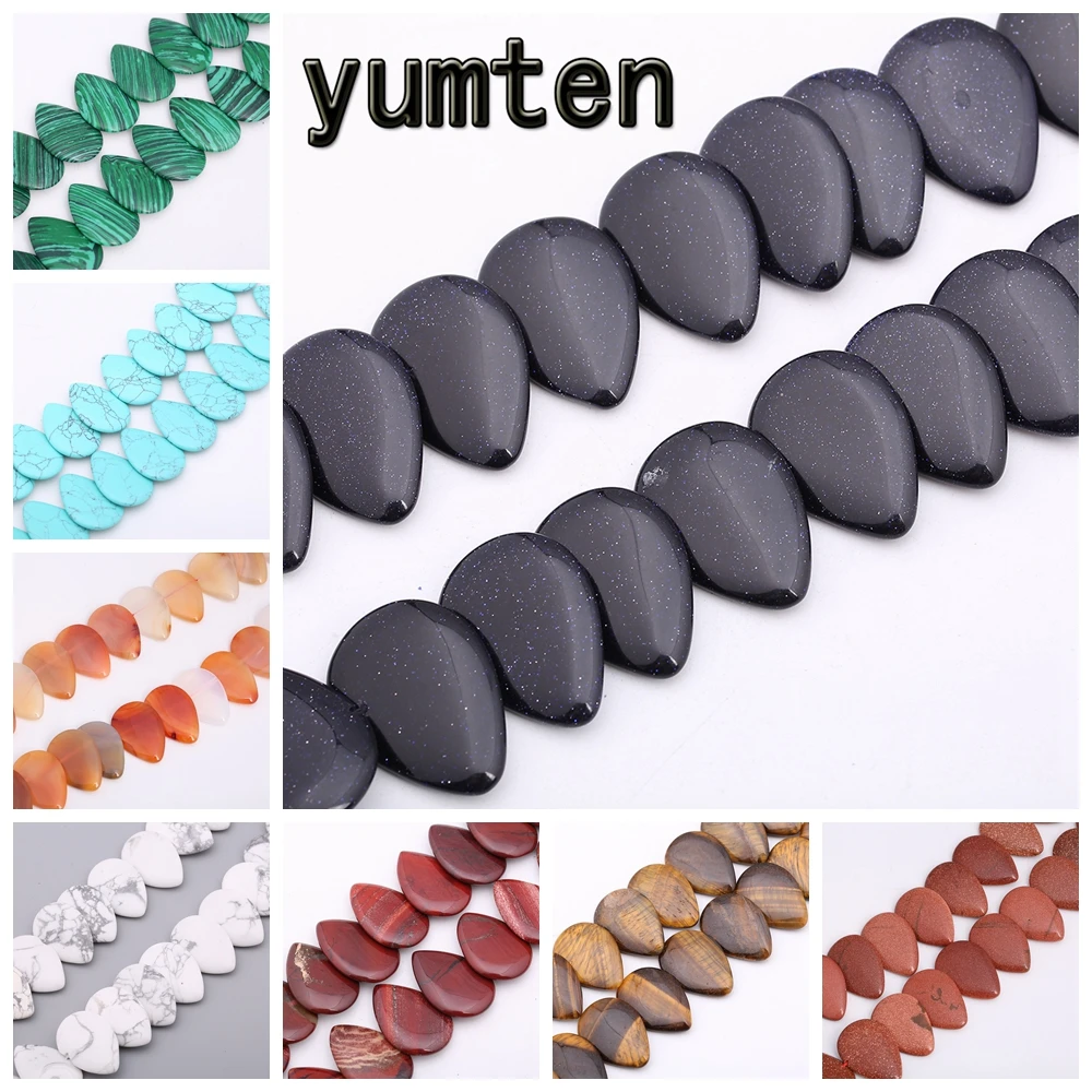 Yumten Капля воды из синего бусины песчаника 32 мм * 22 жемчужные бусы DIY для