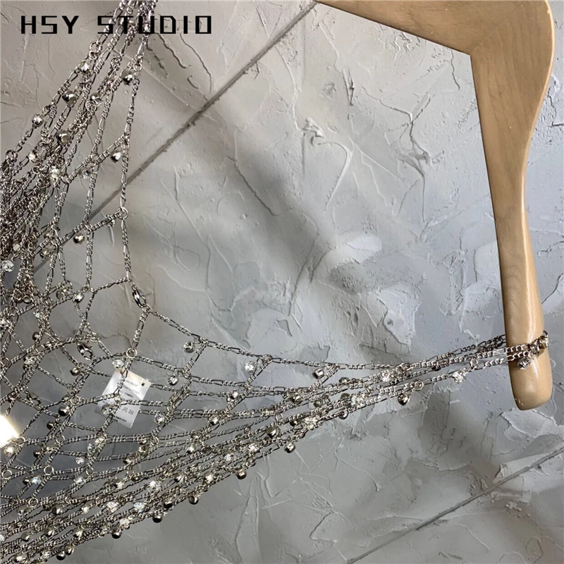 【HSY studo】2019 Лето Новая мода горный хрусталь вставки ручной работы бахрома женские