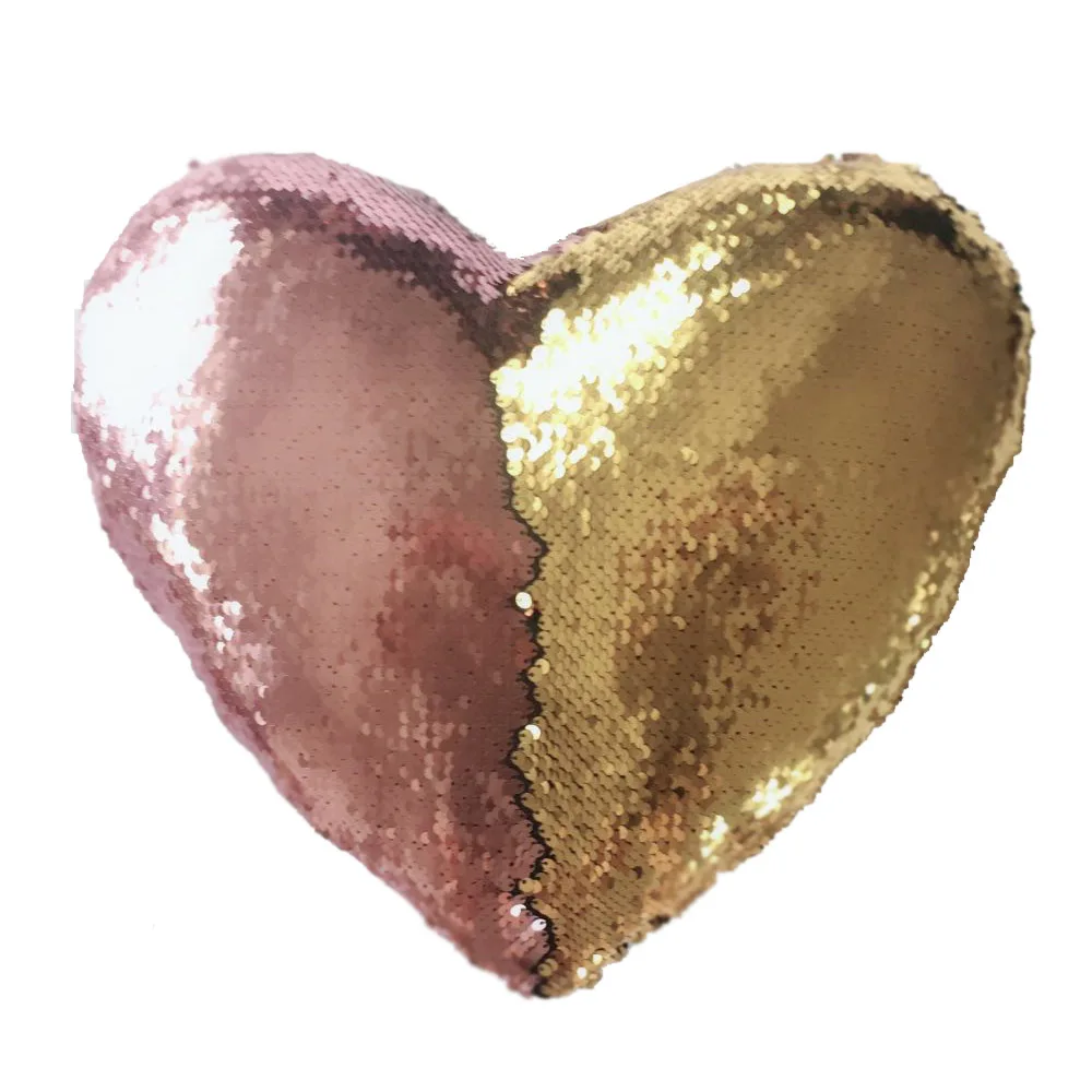 pink gold Сердце Форма Sequin Подушка Чехол Русалка диванная подушка крышка, сделай сам, блестящие Двусторонняя Подушка Чехол Цвет изменение подушки Чехол Лидер продаж - Цвет: pink gold