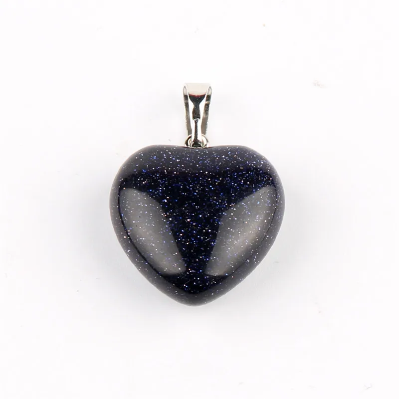 Blue sand stone Ассорти Натуральный камень Сердце Подвески Исцеление Чакра Кристалл Рейки Маятник Кристалл Opalite Бисер - Окраска металла: Blue sand stone