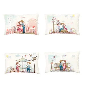 Чехол для подушки, 30x50 см, белый, слон, кролик, любовь, луна