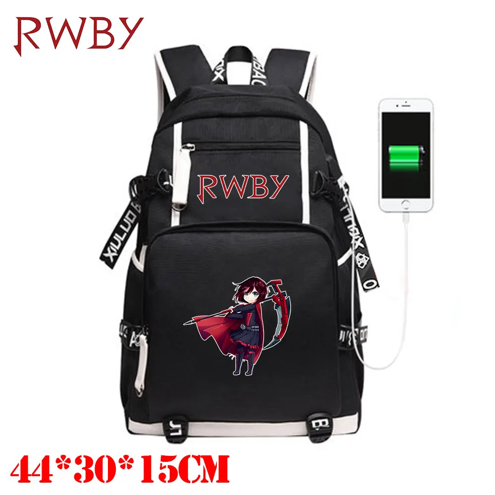 OHCOMICS RWBY Ruby Rose Weiss Блейк Золотой снитч холщовый рюкзак Внешний usb зарядный порт