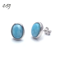 csj natural blue larimar earring sterling 925 silver high quality larimar fine jewelry women femme wedding party gift